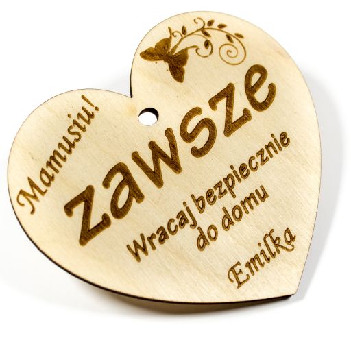 drewniana zawieszka z dedykacją